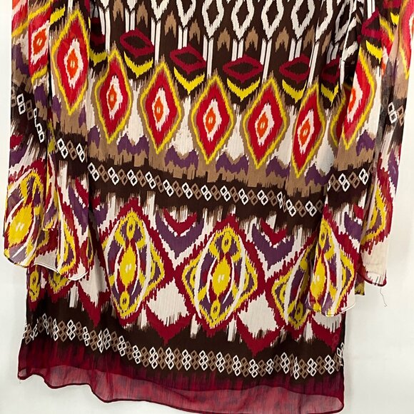 Wrangler XL Boho-Style Brown Printed Tunic Dress In Geometric Pattern - Picture 2 of 7